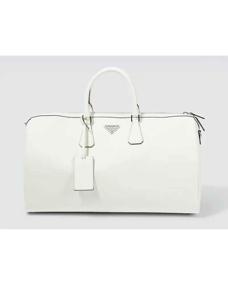 Prada Weekender aus Saffiano-Leder Weiss