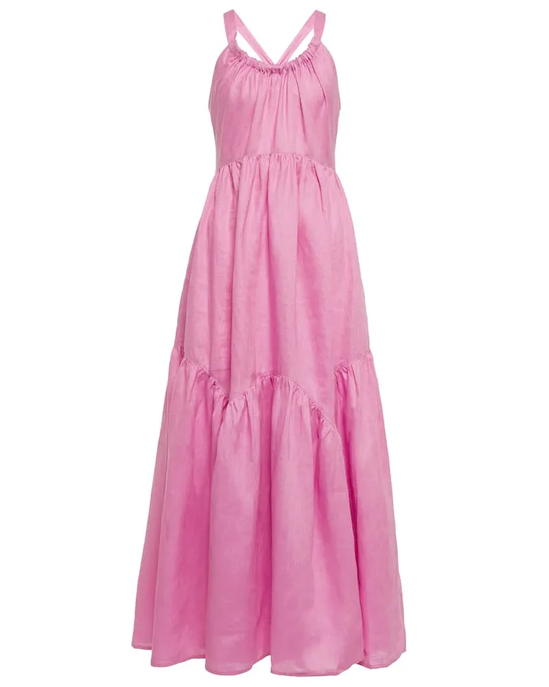 Lee Mathews Maxikleid Ali aus Leinen Rosa