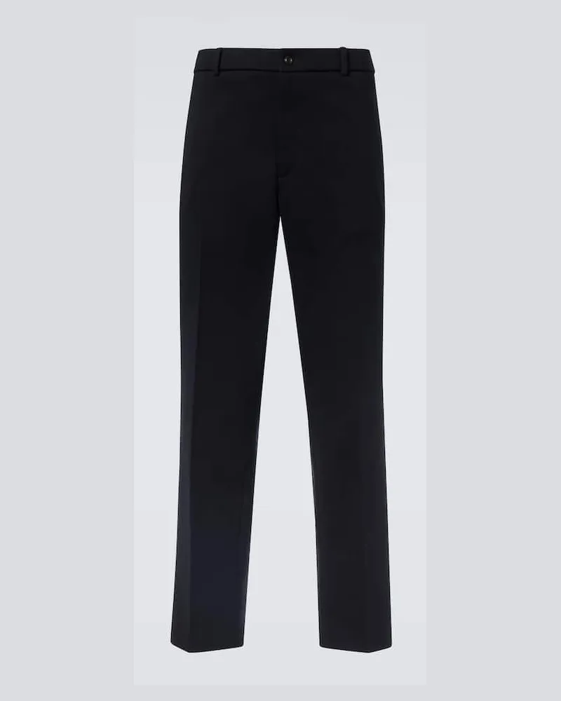 Moncler Schmale Hose aus einem Baumwollgemisch Blau