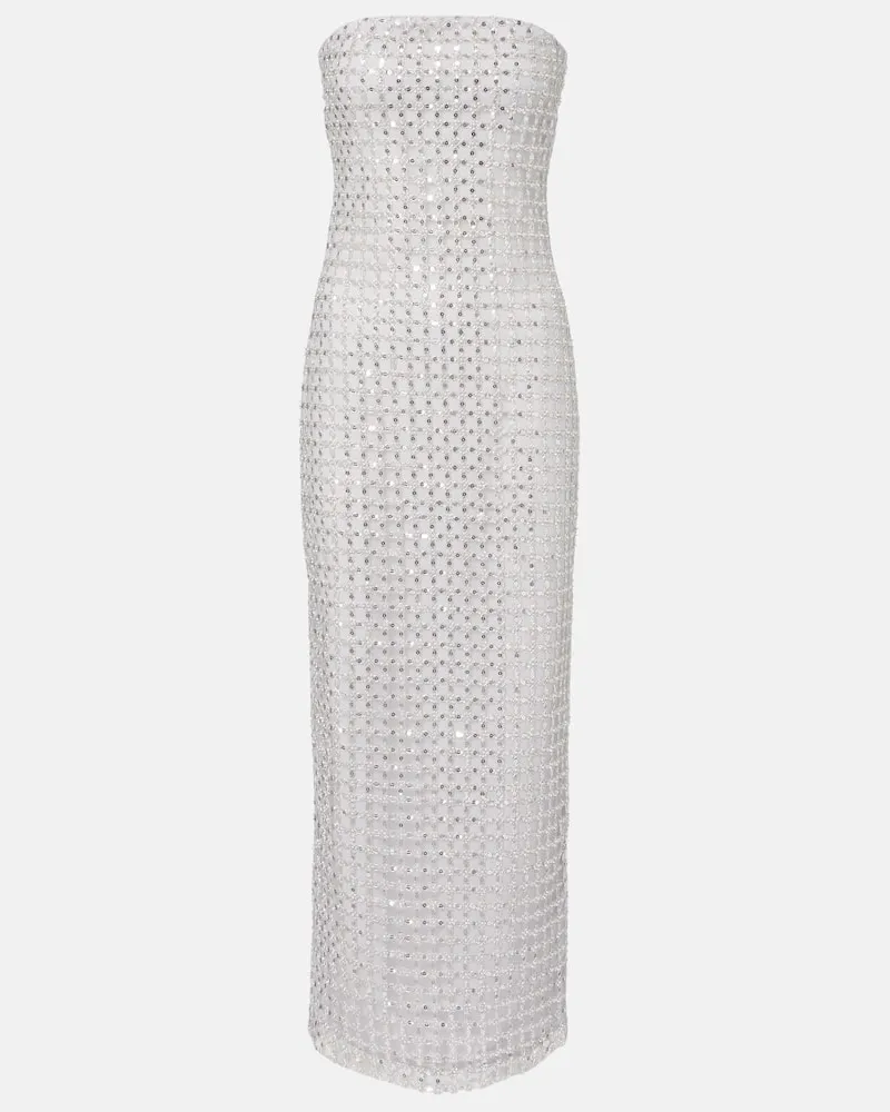 ROTATE Birger Christensen Verziertes Cocktailkleid Silber