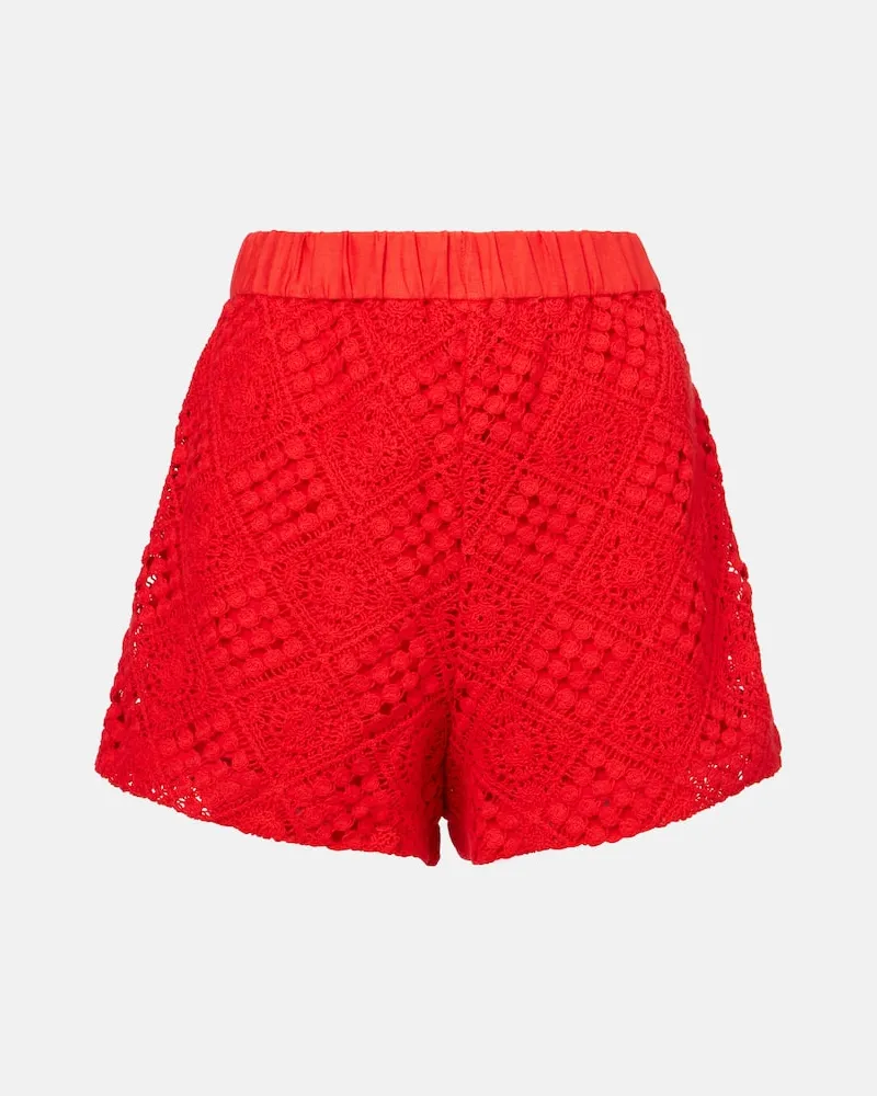 SIR High-Rise Shorts aus Häkelstrick Rot