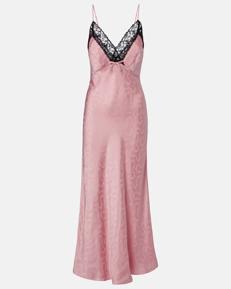 RIXO Maxikleid Alberta aus Satin-Jacquard Rosa