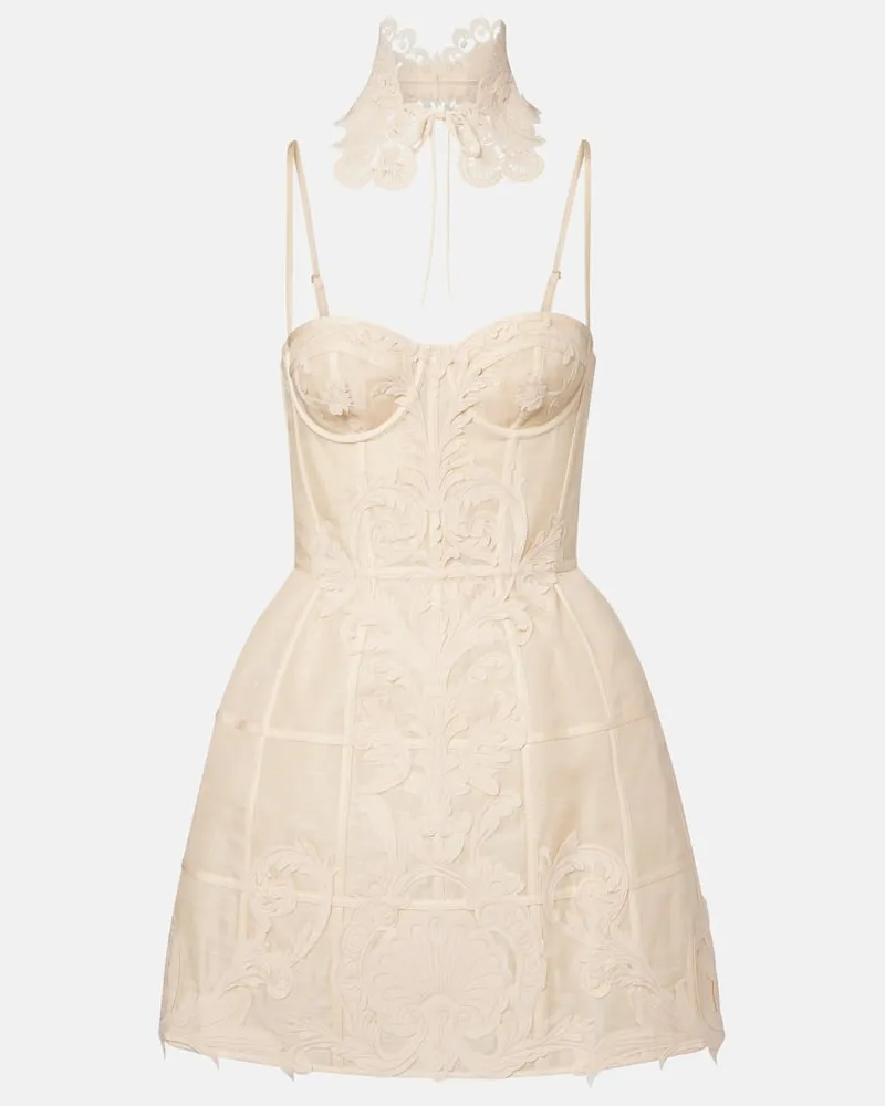 Zimmermann Bustier-Kleid Rebellion aus Leinen und Seide Weiß