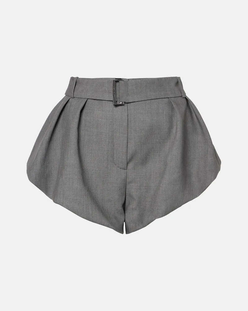 Magda Butrym High-Rise Shorts aus Wolle und Seide Grau