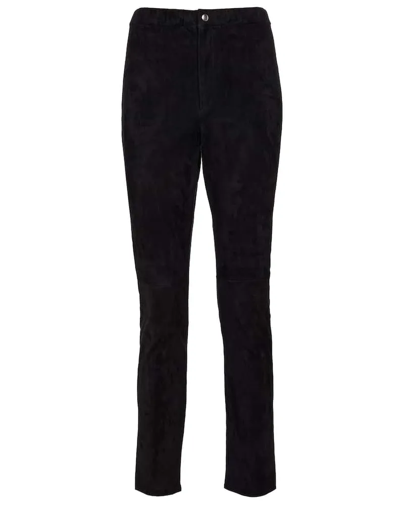 Isabel Marant High-Rise-Hose Ajuliko aus Veloursleder Schwarz
