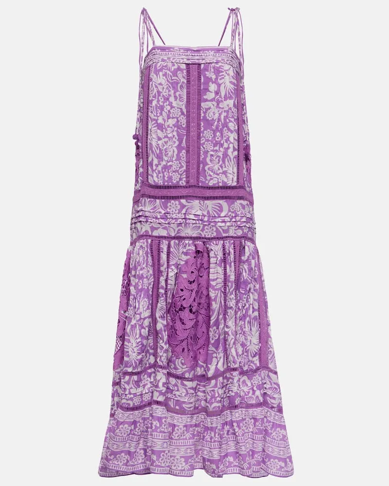 FARM Rio Bedrucktes Maxikleid aus Baumwolle Violett