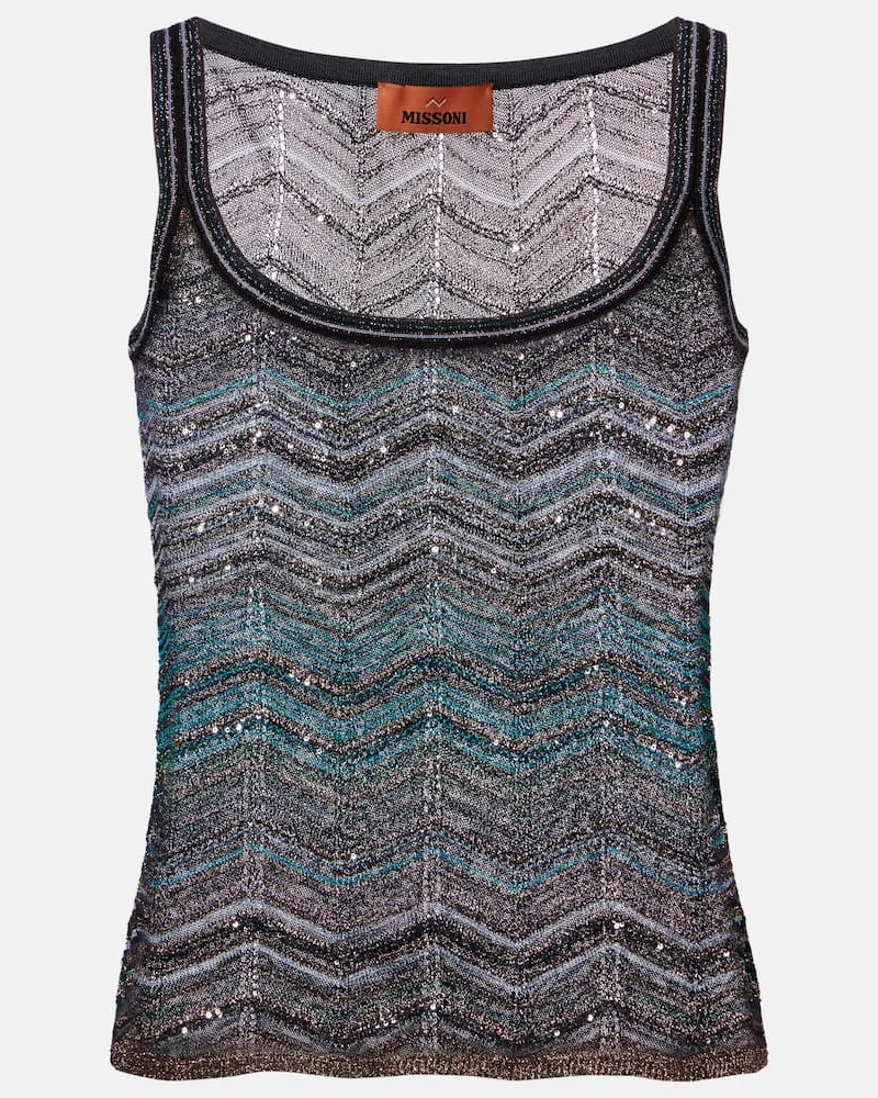 Missoni Top aus Häkelstrick mit Pailletten Multicolor