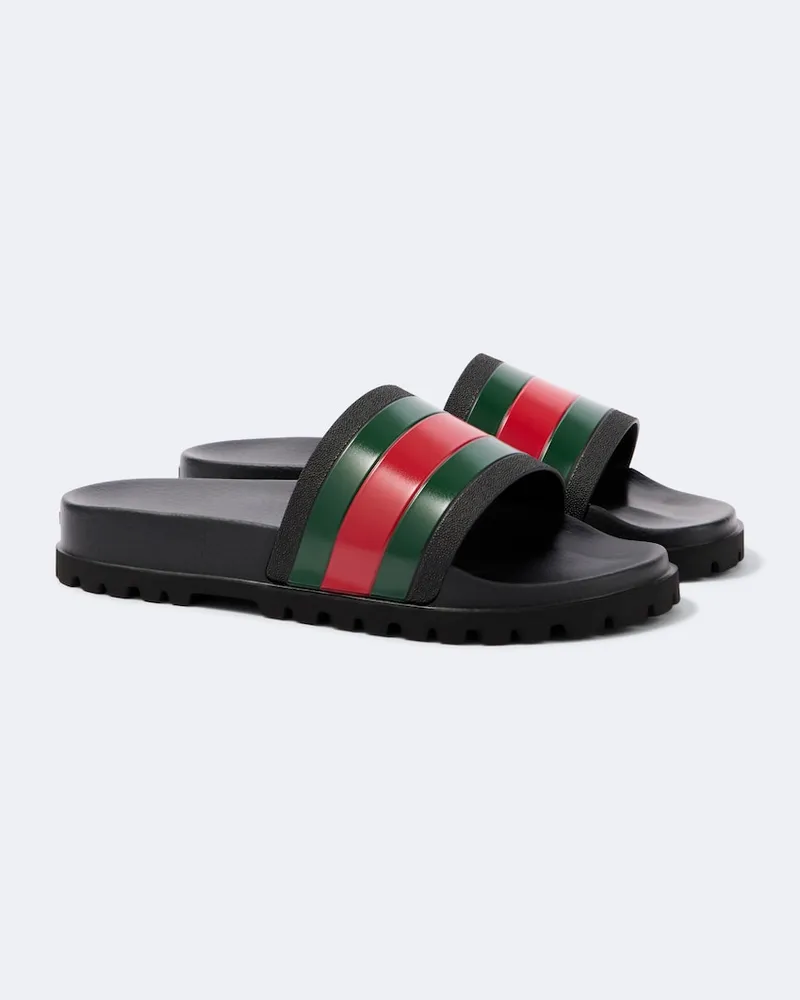 Gucci Pantoletten Web Stripe Schwarz