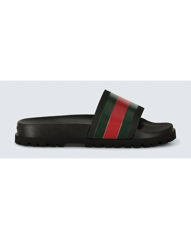 Gucci Pantoletten Web Stripe Schwarz