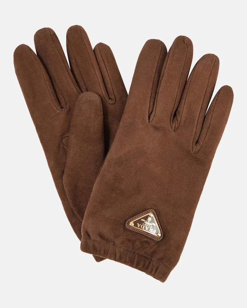 Prada Handschuhe aus Veloursleder Braun