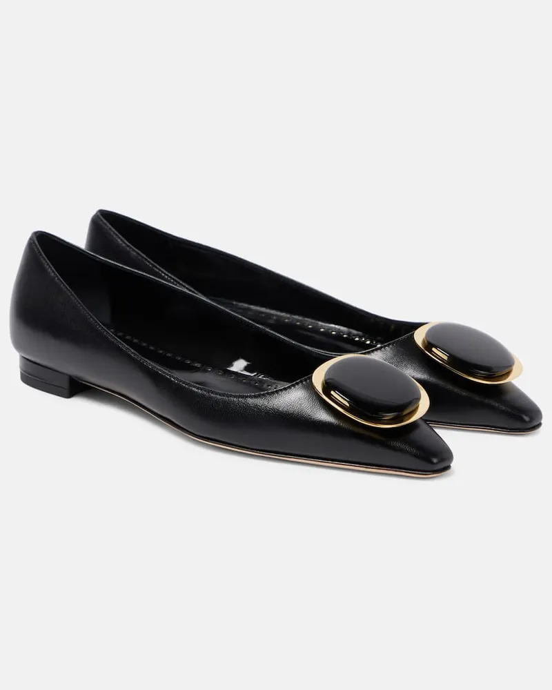 Manolo Blahnik Ballerinas Chiaran aus Leder Schwarz