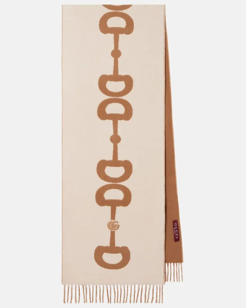 Gucci Schal aus Wolle und Kaschmir Beige