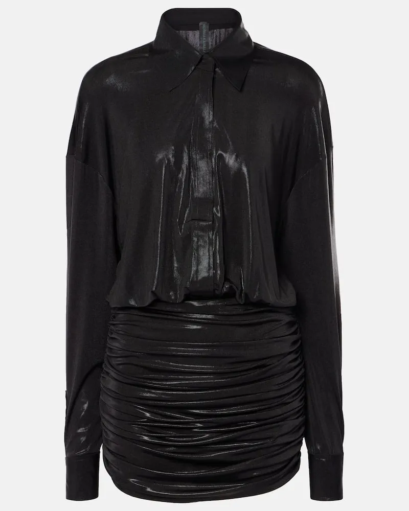 Norma Kamali Minikleid Boyfriend aus Lamé Schwarz