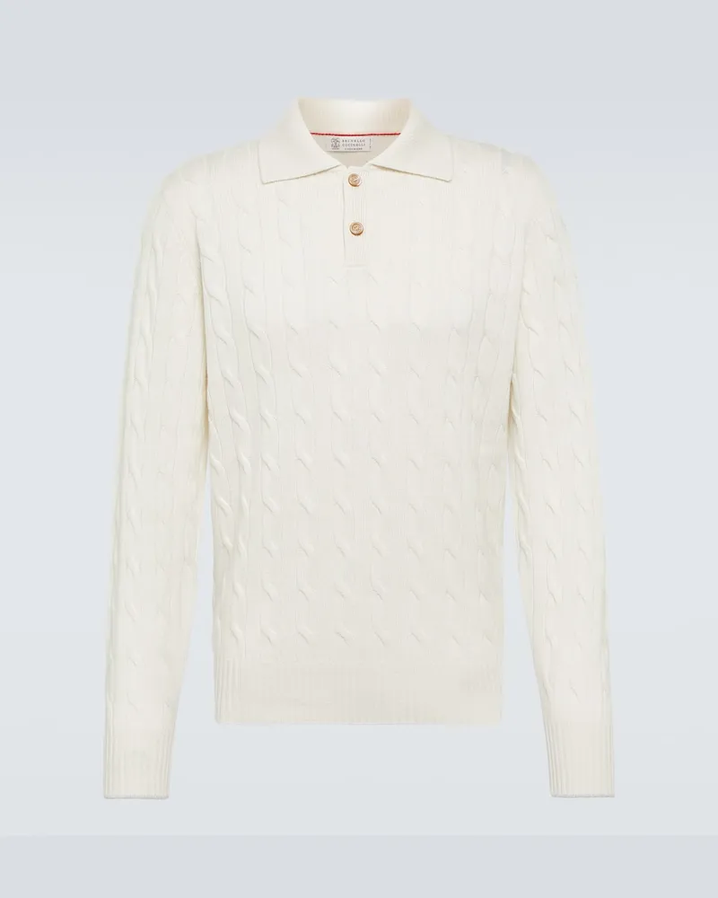 Brunello Cucinelli Polopullover aus Kaschmir Weiß