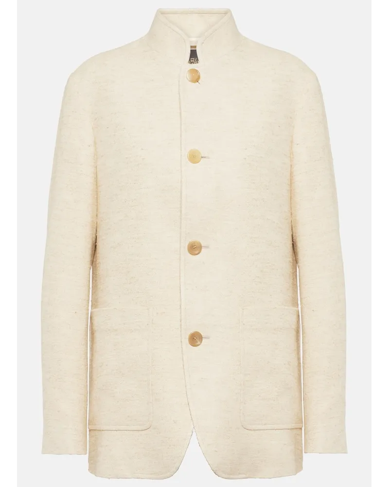 Loro Piana Blazer Spagna aus Wolle, Leinen und Seide Beige