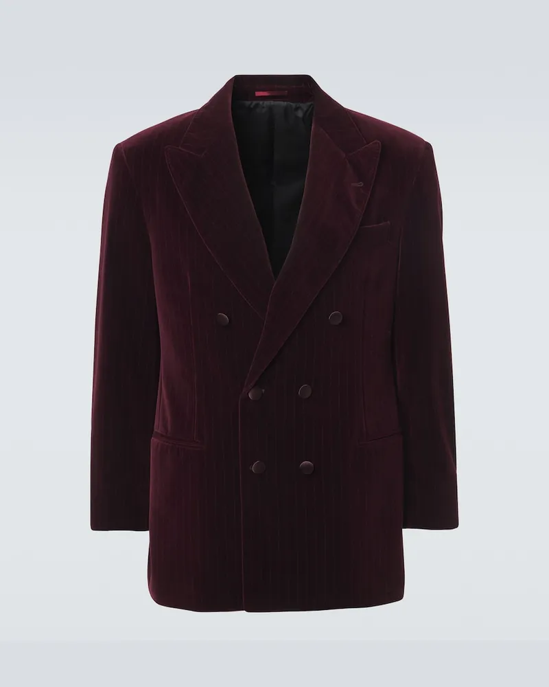 Brunello Cucinelli Blazer aus Baumwollsamt Burgunderrot