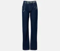Bedruckte Mid-Rise Straight Jeans