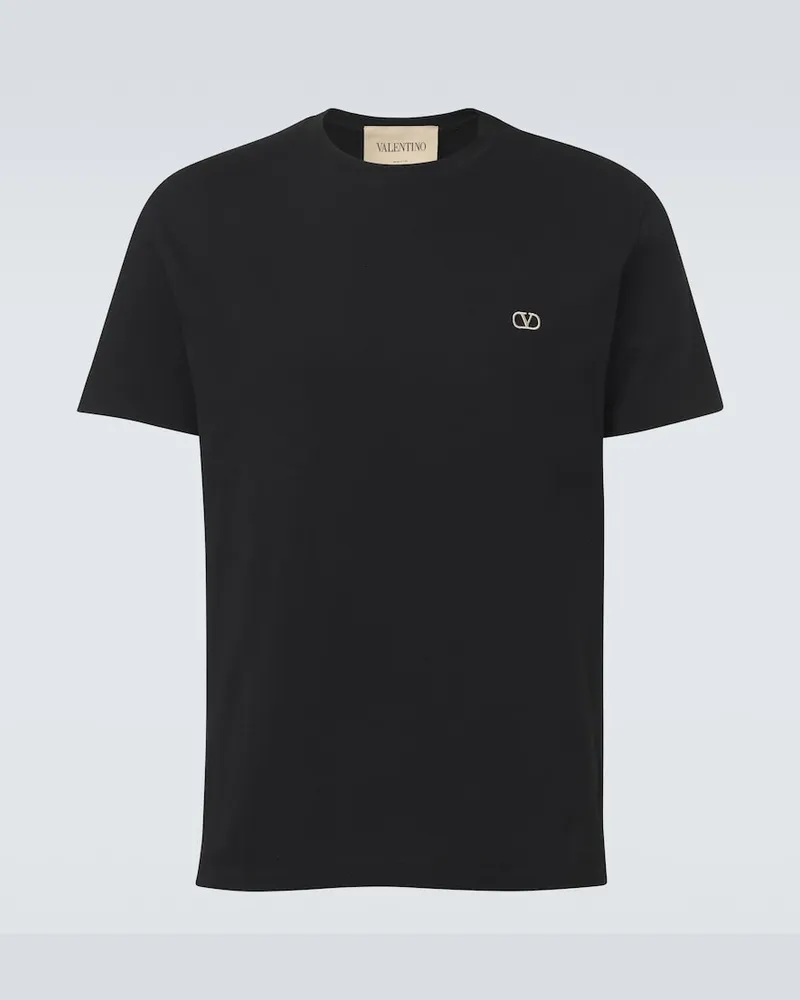 Valentino Garavani T-Shirt Vlogo aus Baumwoll-Jersey Schwarz