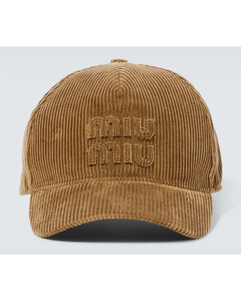 Miu Miu Baseballcap aus Cord Braun