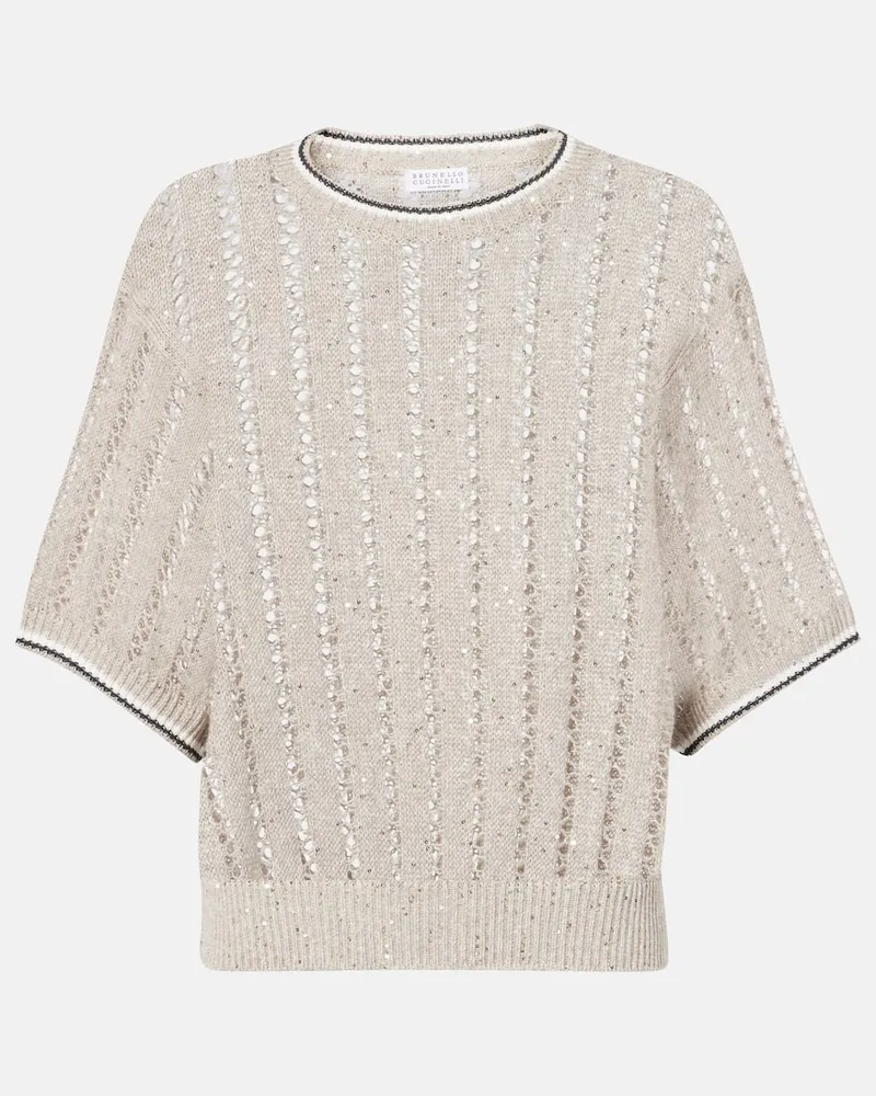 Brunello Cucinelli Pullover aus einem Leinengemisch Beige