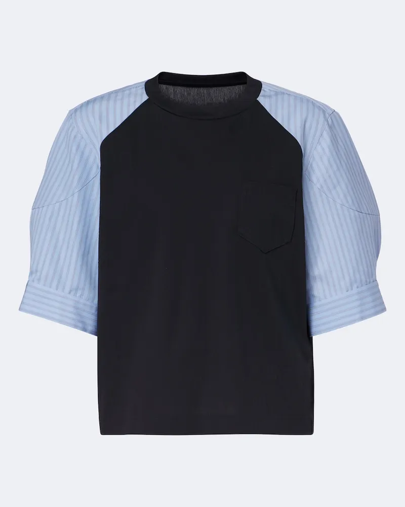 Sacai T-Shirt aus Baumwolle Blau