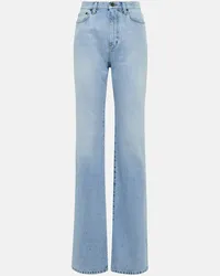 Saint Laurent High-Rise Straight Jeans Blau