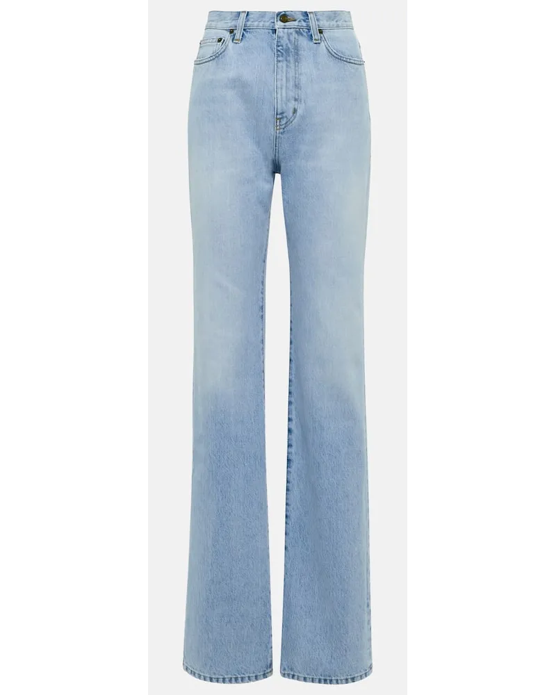 Saint Laurent High-Rise Straight Jeans Blau