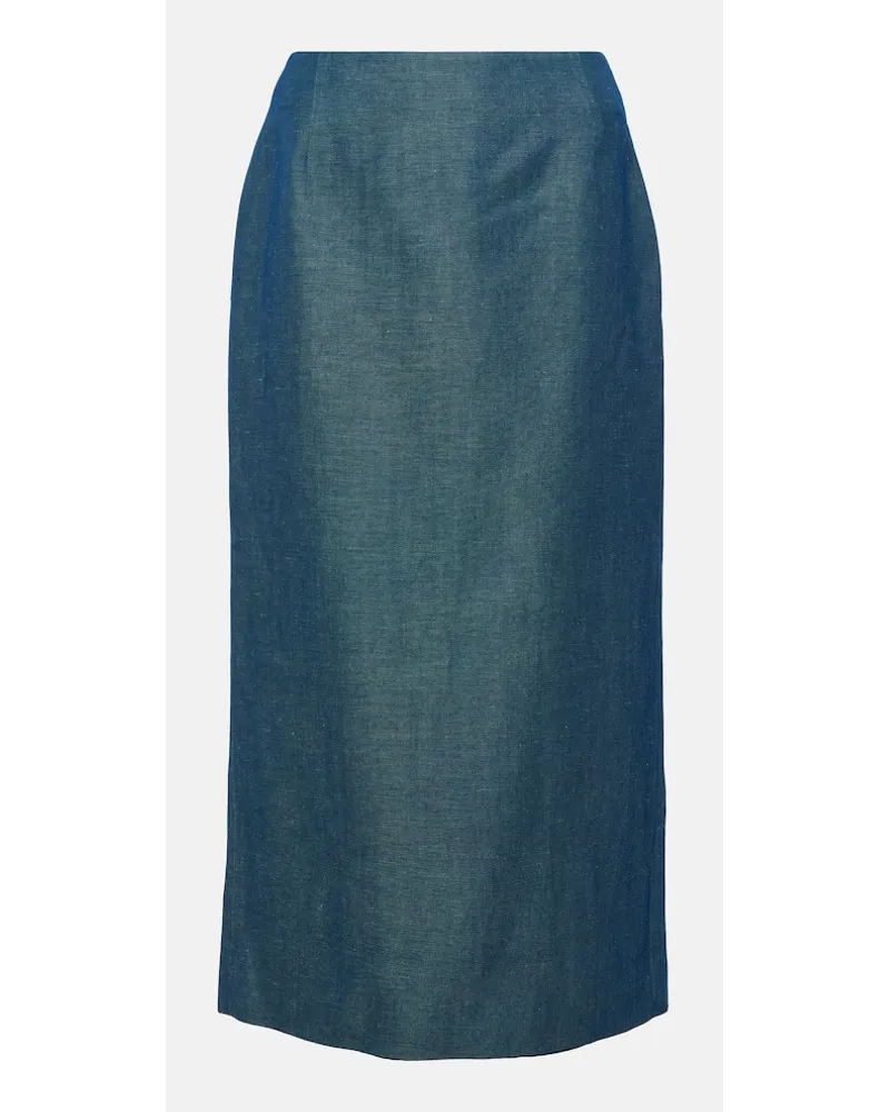 Gabriela Hearst Midirock Manuela aus Wolle und Leinen Blau