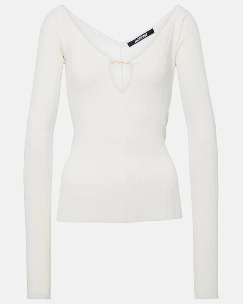 Jacquemus Top Haut Pralù aus Rippstrick Weiß