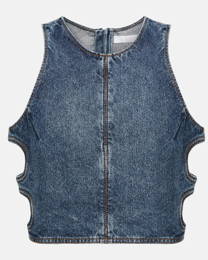 Chloé Chloé Cropped-Top aus Denim Blau