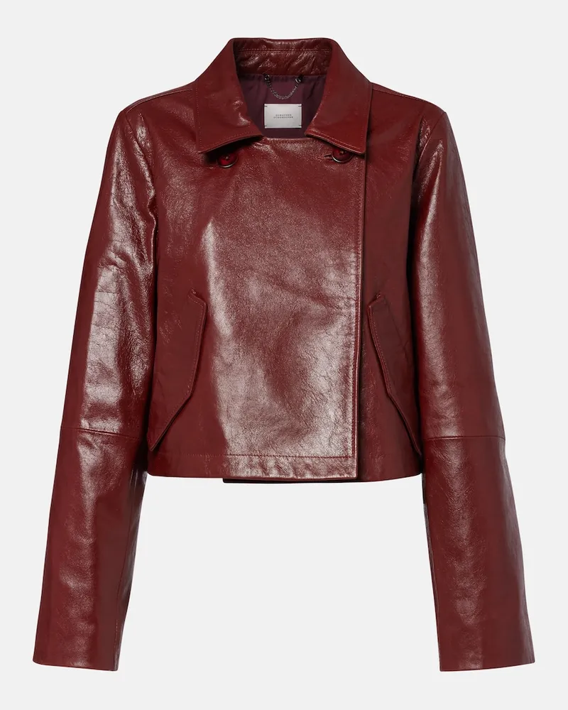 Dorothee Schumacher Cropped-Lederjacke Broken Shine Burgunderrot