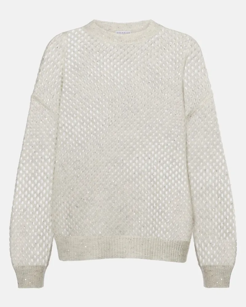 Brunello Cucinelli Pullover aus Rippstrick Grau