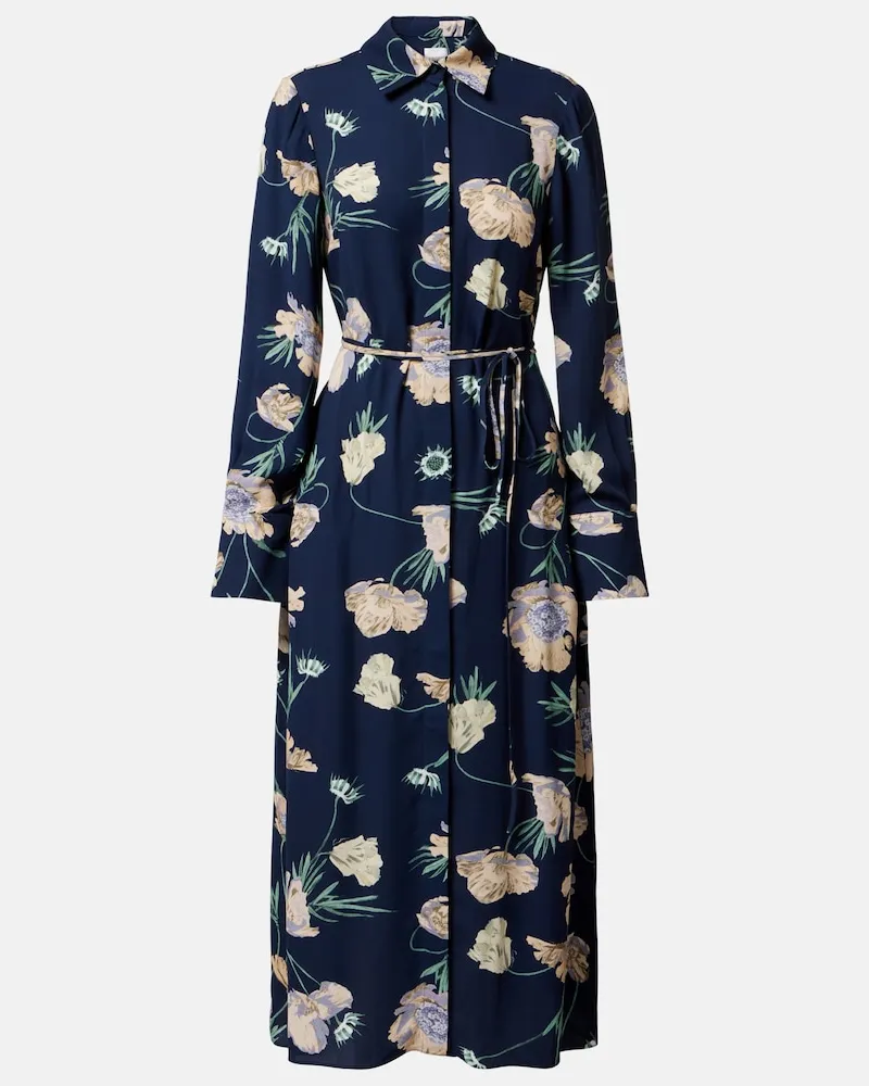 Erdem Bedrucktes Hemdblusenkleid Blau
