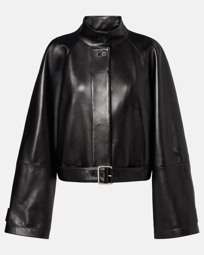 Loewe Cropped-Lederjacke Schwarz