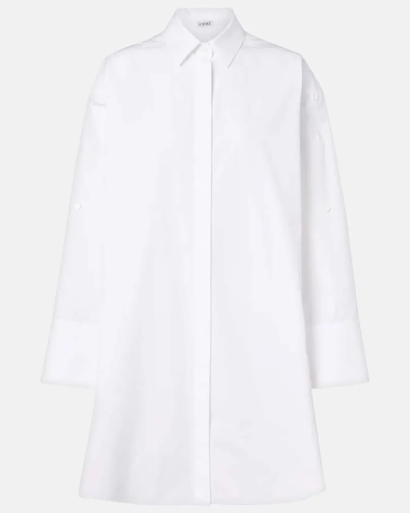 Loewe Hemdblusenkleid aus Baumwolle Weiß