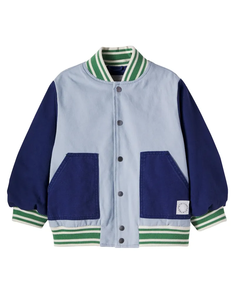 Stella McCartney Kids Collegejacke aus Baumwoll-Canvas Blau