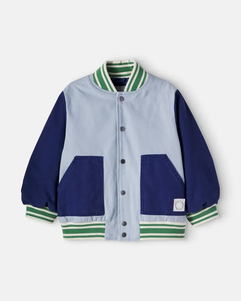 Stella McCartney Kids Collegejacke aus Baumwoll-Canvas Blau