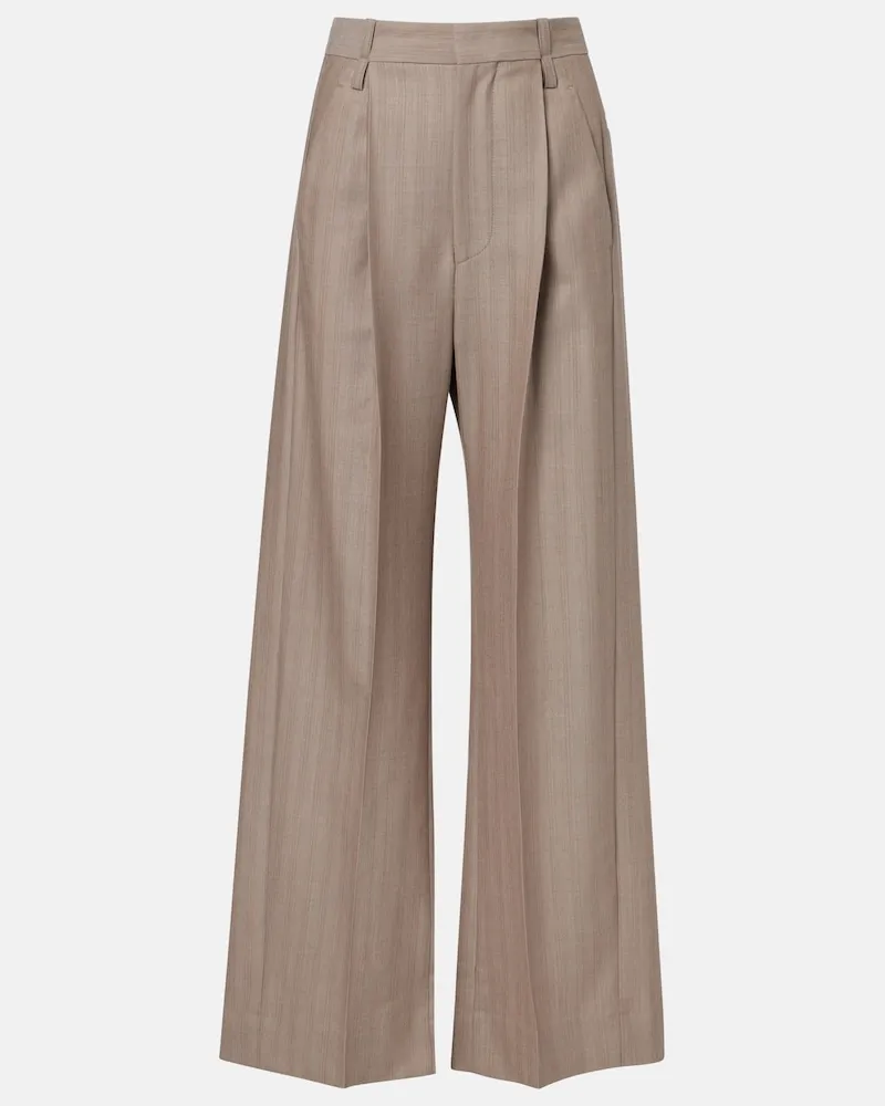 Victoria Beckham Hose aus Schurwolle mit Fischgrätmuster Grau