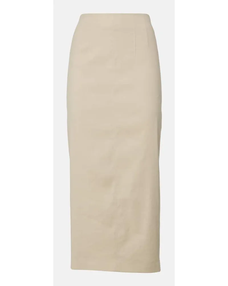 Veronica Beard Midirock Kimpton aus einem Leinengemisch Beige
