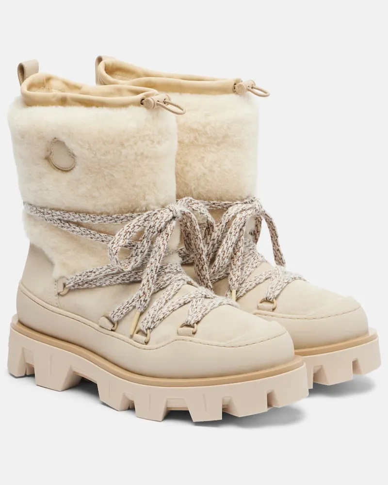 Moncler Schneestiefel Peak Aprés aus Veloursleder Weiß