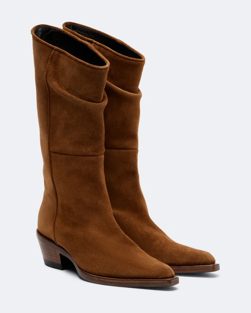 KHAITE Stiefel Clive aus Veloursleder Braun