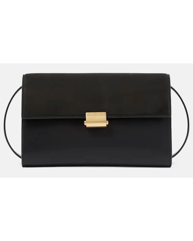 The Row Schultertasche Laurie aus Veloursleder und Leder Schwarz