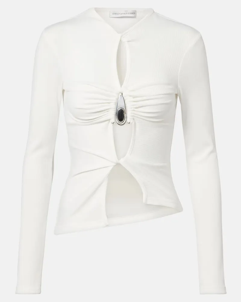 Christopher Esber Top aus Rippstrick Weiß