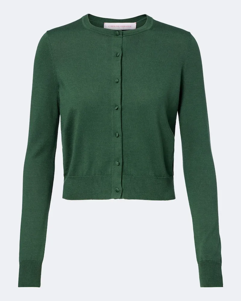 Carolina Herrera New York Cardigan aus Seide und Baumwolle Grün
