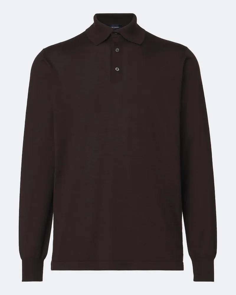 Thom Sweeney Polopullover aus Kaschmir und Seide Braun