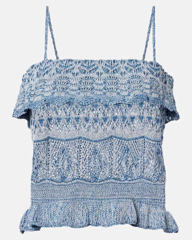 Etro Cropped-Top aus Häkelstrick Blau