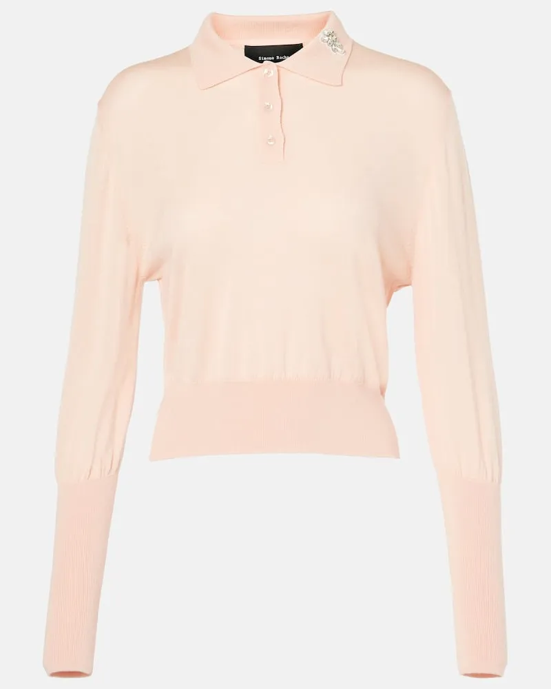 Simone Rocha Polopullover aus Wolle und Seide Rosa