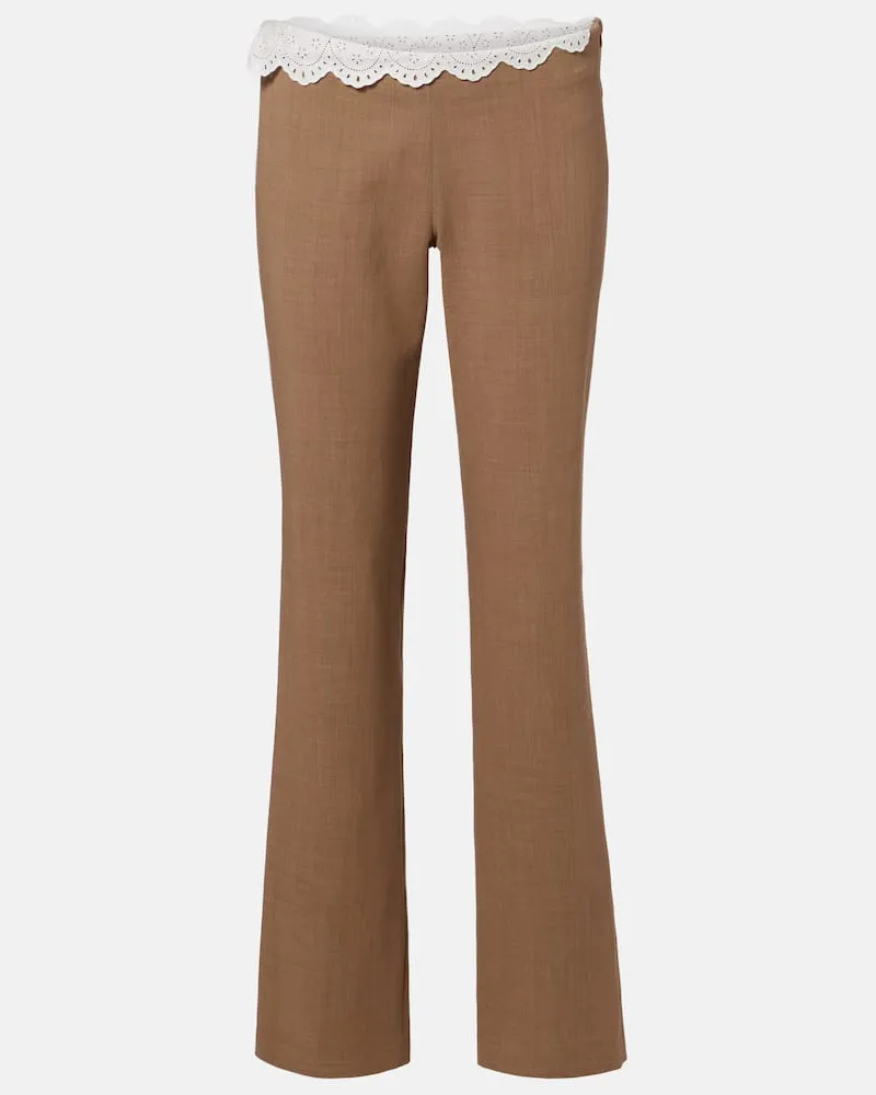 Magda Butrym Gerade Hose aus Wolle mit Spitze Beige