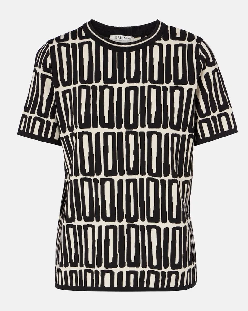 Max Mara Bedrucktes Top Ramo aus Baumwolle Schwarz