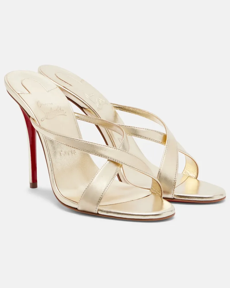 Christian Louboutin Pantoletten Miss Z aus Metallic-Leder Gold